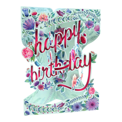 Картичка Happy Birthday Floral, Swing Cards