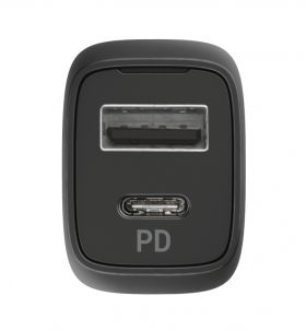 Зарядно устройство TRUST Qmax USB C+A Car Charger PD 30W