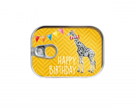 Картичка тип консерва HAPPY BIRTHDAY жираф 