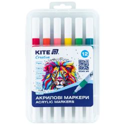 Комплект акрилни маркери Kite Creative K-1156 1-3 mm 12 цвята