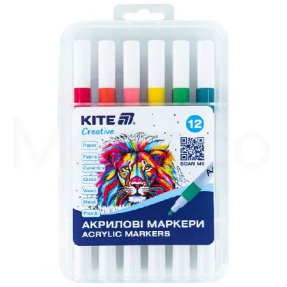 Комплект акрилни маркери Kite Creative K-1156 1-3 mm 12 цвята