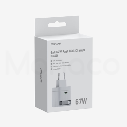 Зарядно устройство, HikVision GaN Fast Charger 2C 67W, с прибиращ се USB-C кабел